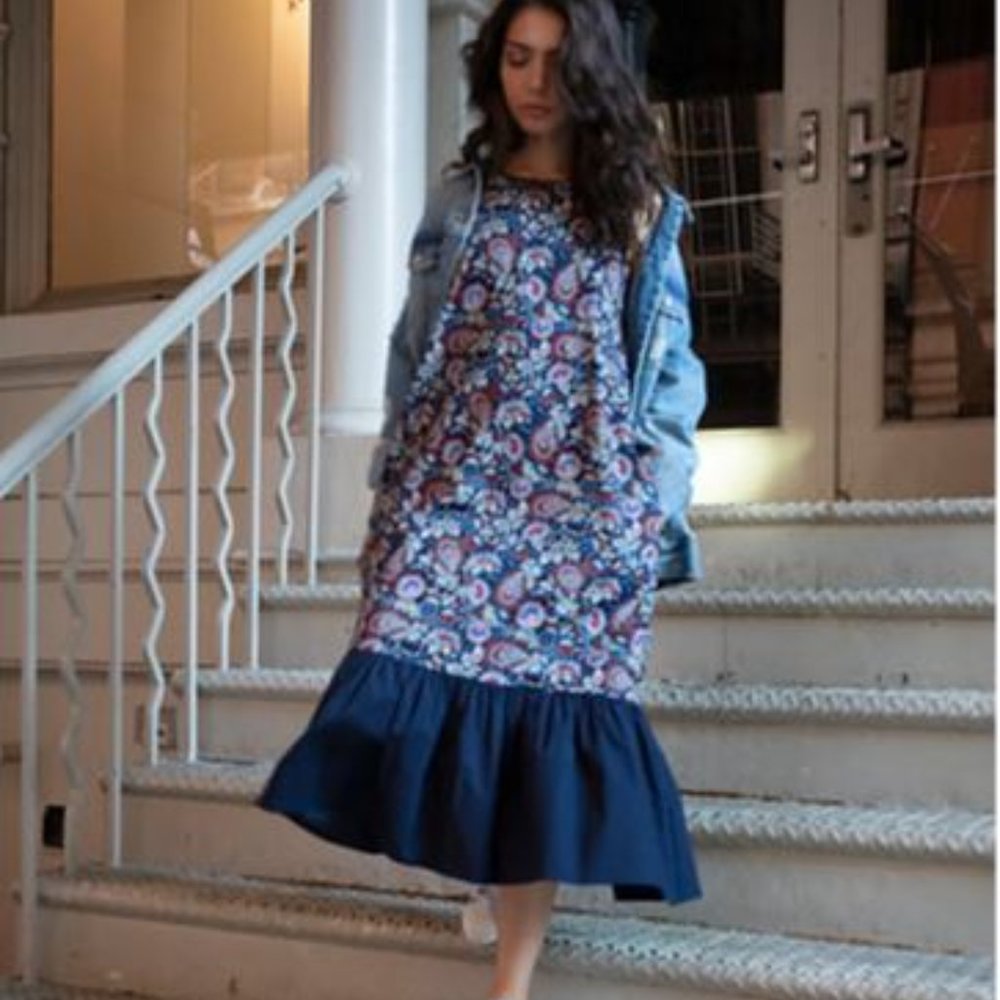Paisley Print Ruffle Hem Woven Dress (Dot & Stripe)